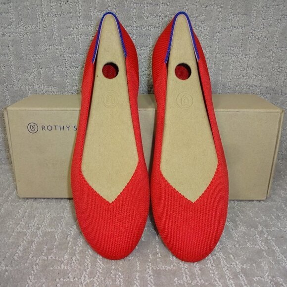 Rothys The Flat Women's Size 8.5 US Red Ruby Round Toe Slip on Flats Shoes - Picture 1 of 11